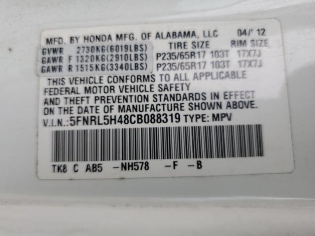 5FNRL5H48CB088319 - 2012 HONDA ODYSSEY EX WHITE photo 13