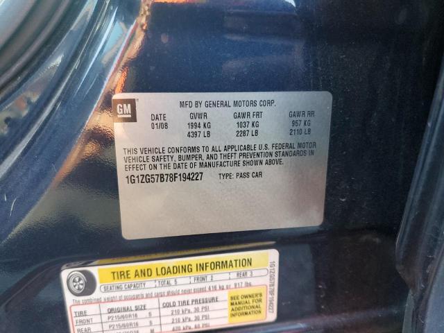 1G1ZG57B78F194227 - 2008 CHEVROLET MALIBU LS BLUE photo 12