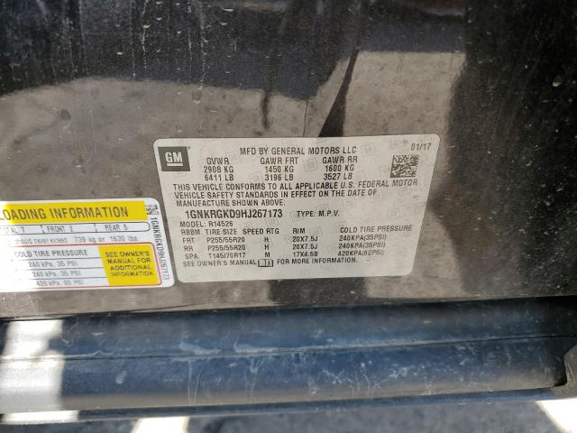 1GNKRGKD9HJ267173 - 2017 CHEVROLET TRAVERSE LT გრაფიტი ფოტო 13