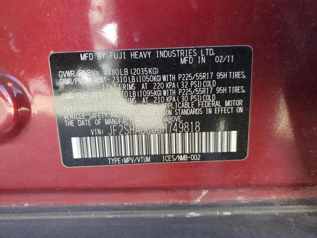 JF2SHADC0BH749818 - 2011 SUBARU FORESTER 2.5X PREMIUM RED photo 14