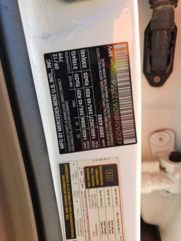 4JGDA5HB6DA123556 - 2013 MERCEDES-BENZ ML 350 4MATIC WHITE photo 12