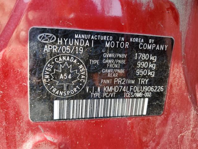 KMHD74LF0LU906226 - 2020 HYUNDAI ELANTRA SE RED photo 12