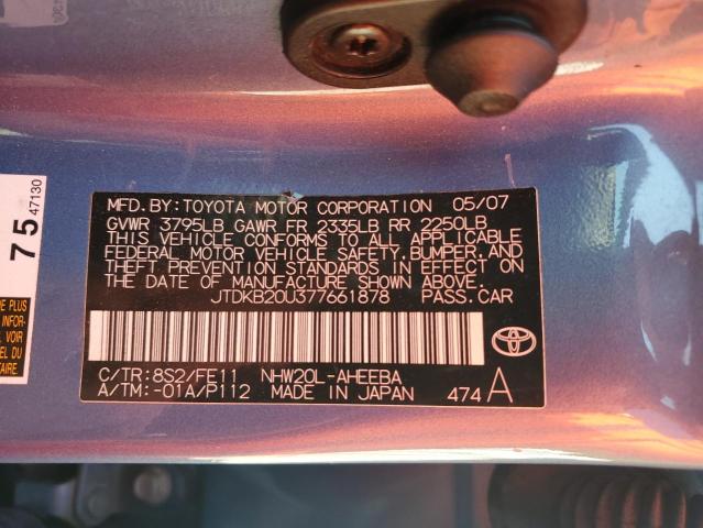 JTDKB20U377661878 - 2007 TOYOTA PRIUS TURQUOISE photo 12