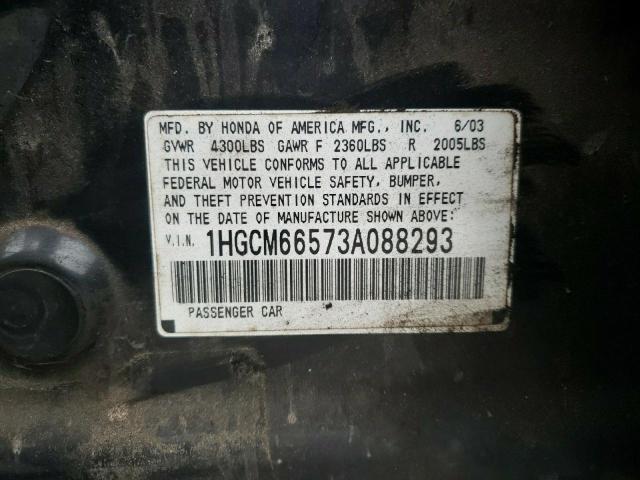 1HGCM66573A088293 - 2003 HONDA ACCORD EX BLACK photo 12