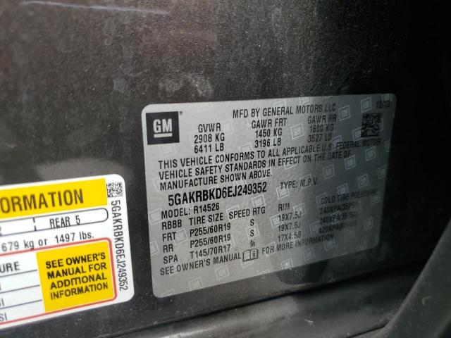 5GAKRBKD6EJ249352 - 2014 BUICK ENCLAVE CHARCOAL photo 13