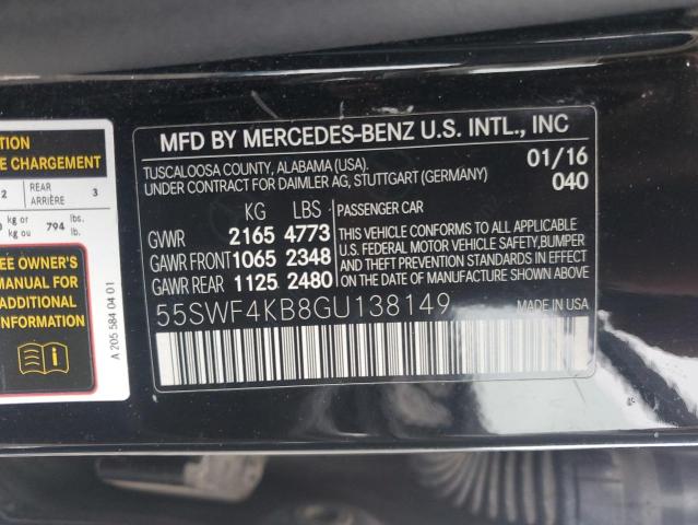 55SWF4KB8GU138149 - 2016 MERCEDES-BENZ C 300 4MATIC BLACK photo 12