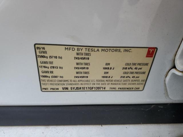 5YJSA1E17GF139714 - 2016 TESLA MODEL S Ağ foto 12