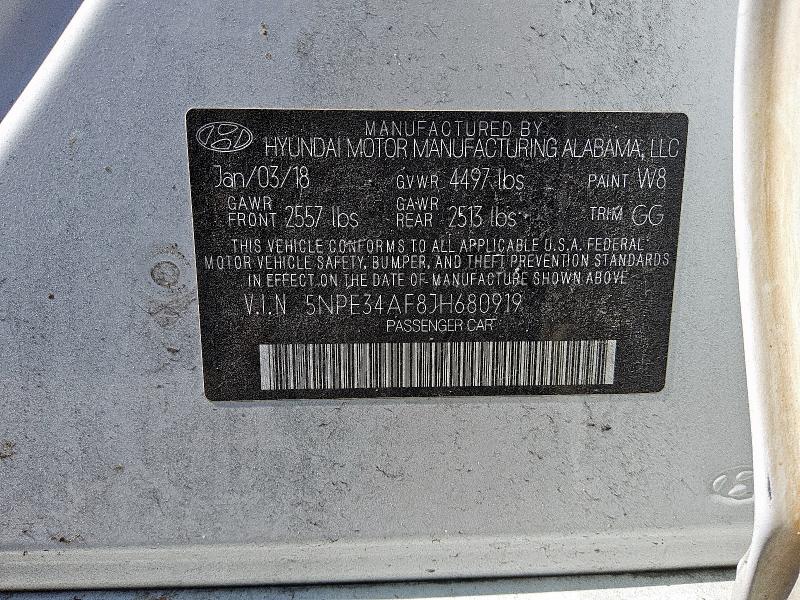 5NPE34AF8JH680919 - 2018 HYUNDAI SONATA SPORT 白色 照片 12