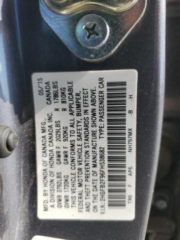 2HGFB2F96FH538682 - 2015 HONDA CIVIC EXL GRAY photo 12