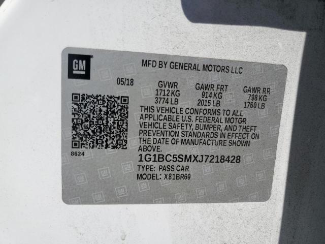 1G1BC5SMXJ7218428 - 2018 CHEVROLET CRUZE LS 白色 照片 12