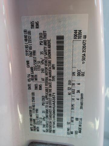 1FMCU9G96HUA53571 - 2017 FORD ESCAPE SE WHITE photo 12