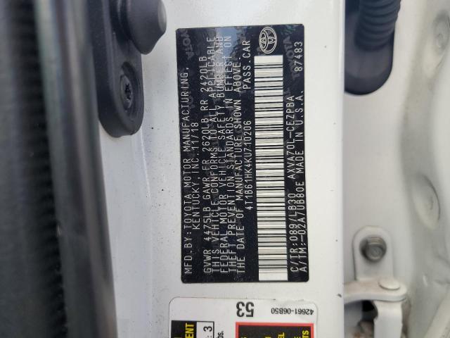 4T1B61HK4KU710206 - 2019 TOYOTA CAMRY XSE أبيض صورة 13