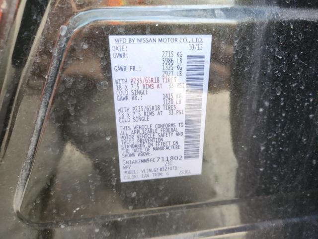 5N1AR2MM9FC711802 - 2015 NISSAN PATHFINDER S Սև լուսանկար 13