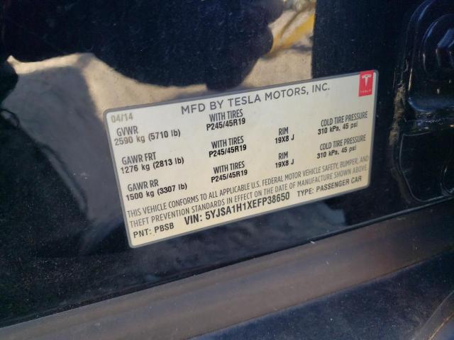 5YJSA1H1XEFP38650 - 2014 TESLA MODEL S Czarny zdjęcie 12