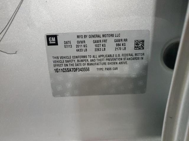 1G11C5SA7DF343558 - 2013 CHEVROLET MALIBU 1LT SILVER photo 12