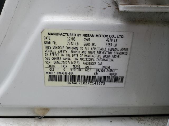 1N4AL21E27C145573 - 2007 NISSAN ALTIMA 2.5 WHITE photo 12