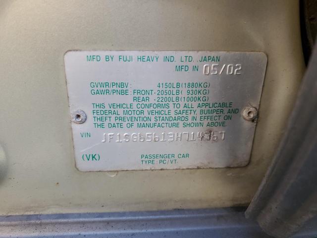 JF1SG65613H714767 - 2003 SUBARU FORESTER 2.5XS ბეჟი ფოტო 13