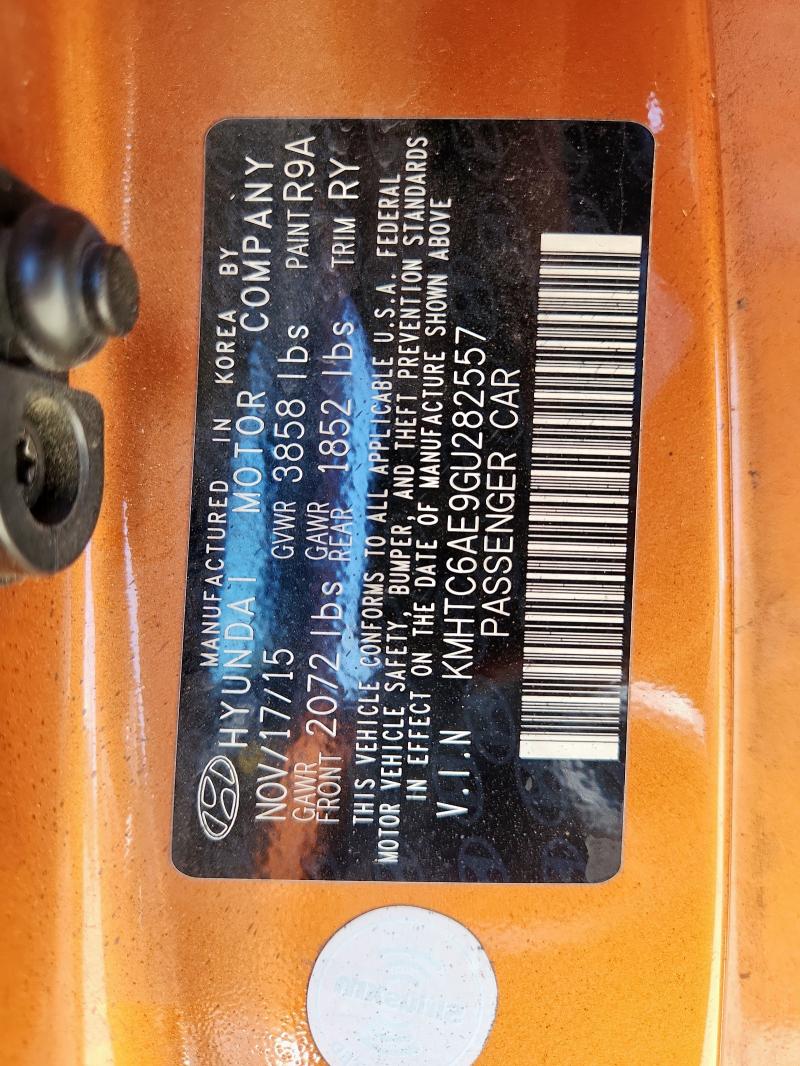 KMHTC6AE9GU282557 - 2016 HYUNDAI VELOSTER TURBO ORANGE photo 12