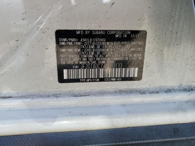 JF2GTADC7J8280133 - 2018 SUBARU CROSSTREK PREMIUM Blanc photo 12