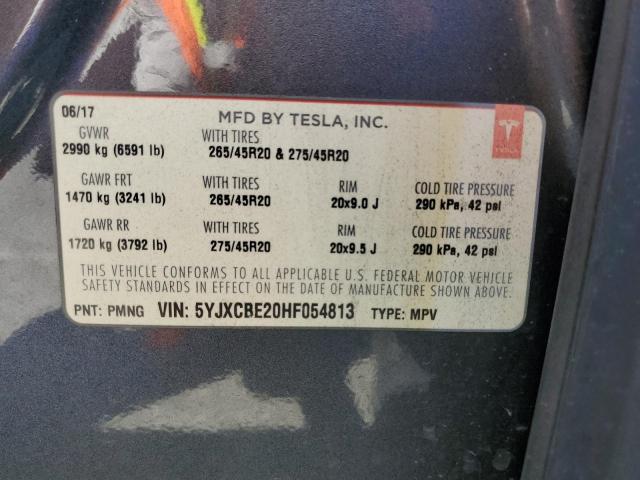 5YJXCBE20HF054813 - 2017 TESLA MODEL X Boz foto 13