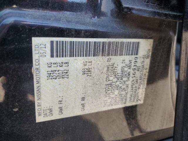 1N4AL2AP6CN569399 - 2012 NISSAN ALTIMA BASE 黑色 照片 12