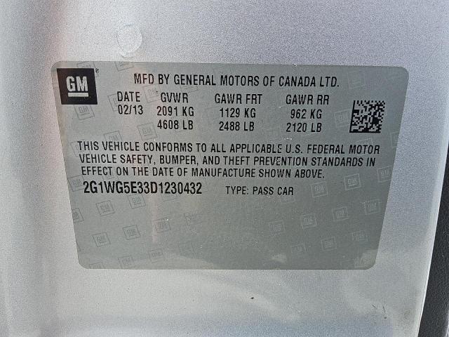 2G1WG5E33D1230432 - 2013 CHEVROLET IMPALA LT 银色 照片 12