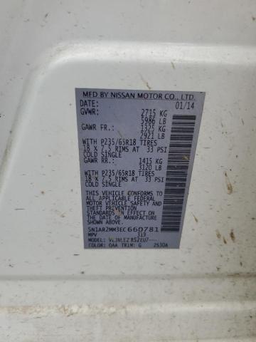 5N1AR2MM3EC660781 - 2014 NISSAN PATHFINDER S WHITE photo 13