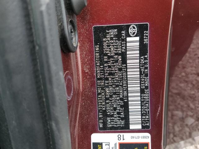 4T1BK1EB9EU097276 - 2014 TOYOTA AVALON BASE 勃艮第红 照片 12