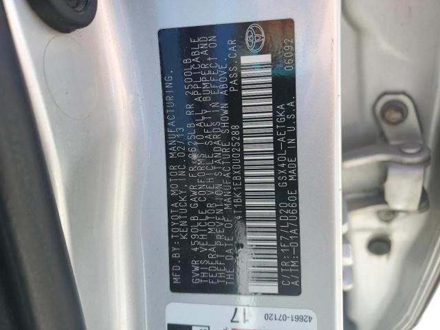 4T1BK1EBXDU025288 - 2013 TOYOTA AVALON BASE ვერცხლისფერი ფოტო 12