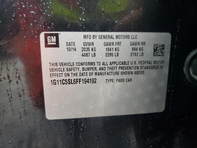 1G11C5SL6FF194192 - 2015 CHEVROLET MALIBU 1LT BLACK photo 12