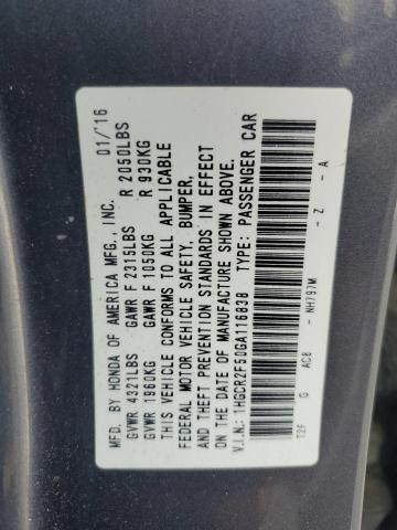 1HGCR2F50GA116838 - 2016 HONDA ACCORD SPORT GRAY photo 13