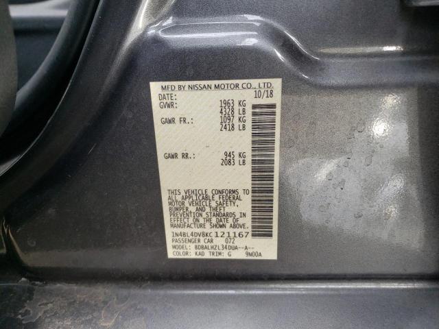 1N4BL4DV8KC121167 - 2019 NISSAN ALTIMA SV GRAY photo 12