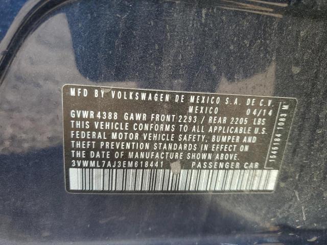 3VWML7AJ3EM618441 - 2014 VOLKSWAGEN JETTA TDI Կապույտ լուսանկար 14