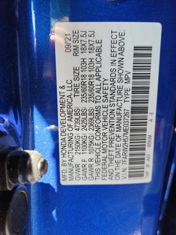 7FARW2H57ME037267 - 2021 HONDA CR-V EX Azul foto 14