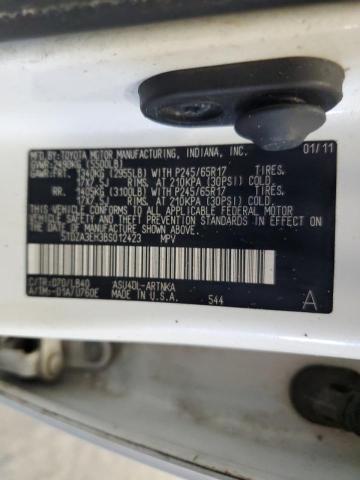 5TDZA3EH3BS012423 - 2011 TOYOTA HIGHLANDER BASE WHITE photo 13