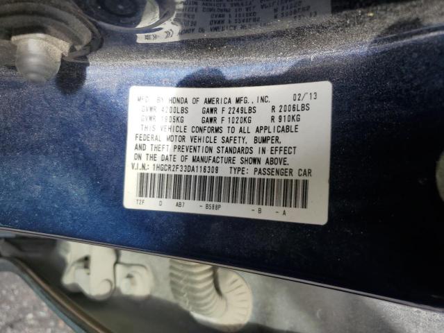 1HGCR2F33DA116309 - 2013 HONDA ACCORD LX BLUE photo 13