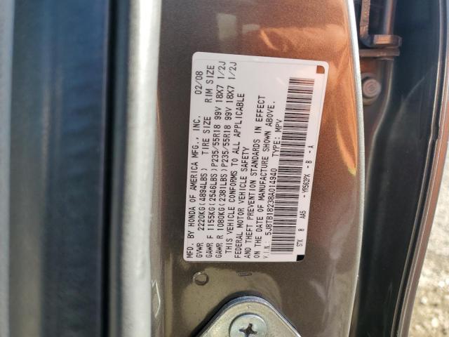 5J8TB18238A014940 - 2008 ACURA RDX TAN photo 12