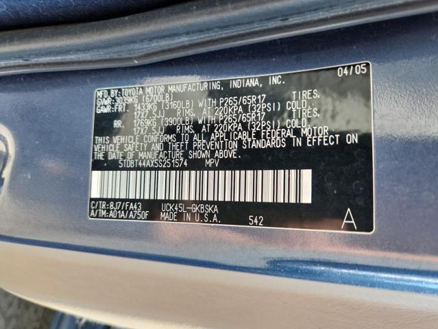 5TDBT44AX5S251574 - 2005 TOYOTA SEQUOIA SR5 蓝色 照片 14