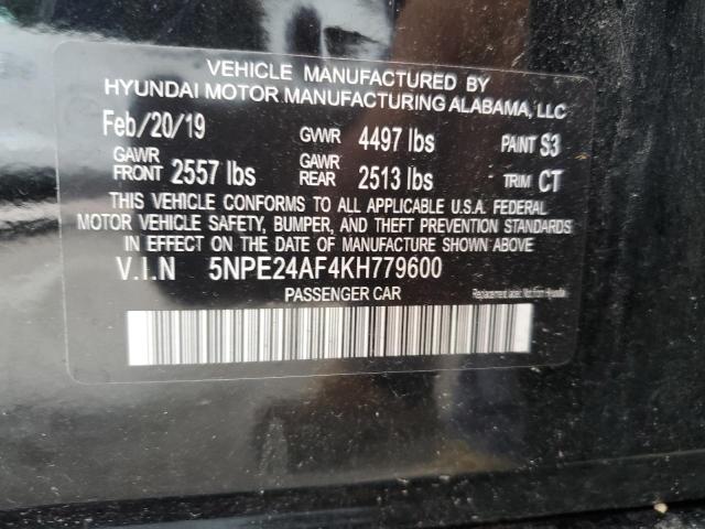 5NPE24AF4KH779600 - 2019 HYUNDAI SONATA SE Қара фото 12