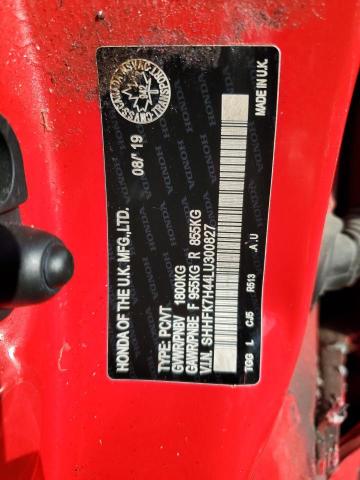 SHHFK7H44LU300827 - 2020 HONDA CIVIC SPORT Қызыл фото 12