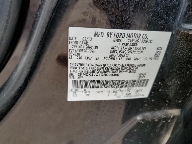 2FMDK3JC4DBC34390 - 2013 FORD EDGE SEL BLACK photo 13