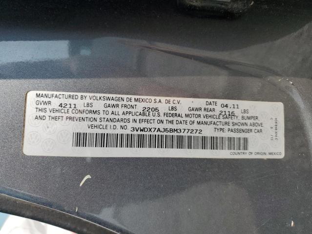 3VWDX7AJ5BM377272 - 2011 VOLKSWAGEN JETTA SE GRAY photo 12