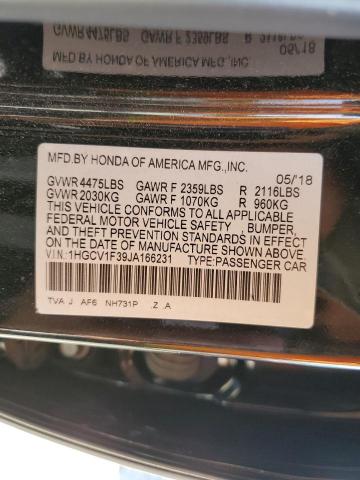 1HGCV1F39JA166231 - 2018 HONDA ACCORD SPORT BLACK photo 12