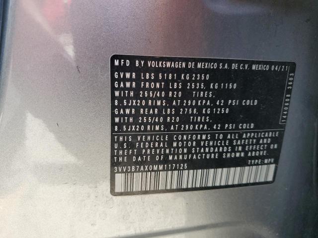 3VV3B7AX0MM117125 - 2021 VOLKSWAGEN TIGUAN SE SILVER photo 13