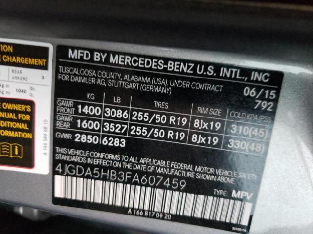 4JGDA5HB3FA607459 - 2015 MERCEDES-BENZ ML 350 4MATIC SILVER photo 13