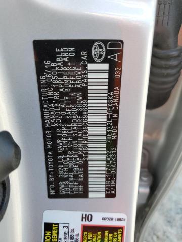 2T1BURHE3GC698699 - 2016 TOYOTA COROLLA L SILVER photo 13