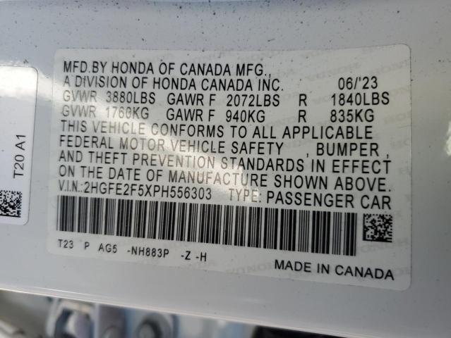 2HGFE2F5XPH556303 - 2023 HONDA CIVIC SPORT 白色 照片 12