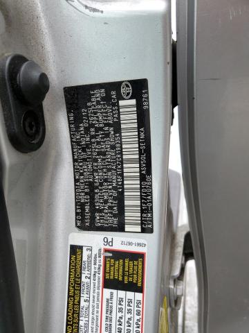 4T4BF1FK7CR198354 - 2012 TOYOTA CAMRY BASE SILVER photo 12