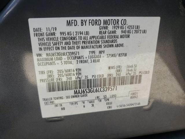 MAJ6S3GL6LC339571 - 2020 FORD ECOSPORT SE 灰色 照片 13