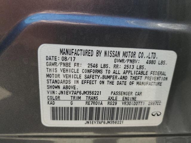 JN1EV7AP6JM356221 - 2018 INFINITI Q50 LUXE Boz foto 12